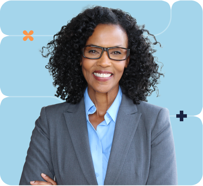 Businesswoman on orange background