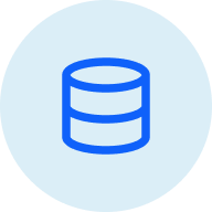 A blue icon showing a round cylinder shape