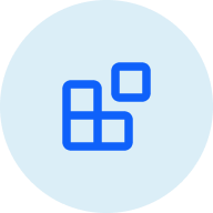 A blue icon showing a puzzle piece concept