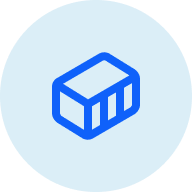 A blue icon showing the concept of a box