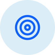A blue icon showing an abstract target outline