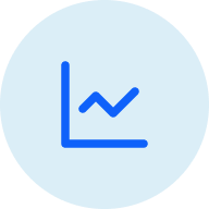 A blue icon showing a bar graph