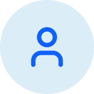 A blue icon showing a person's outline