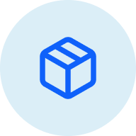 A blue icon showing the outline of a box