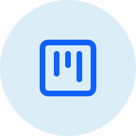 A blue icon showing an abstract concept