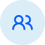 Blue icon showing people