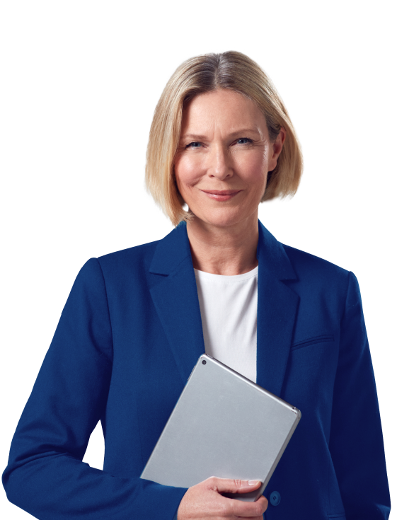Agile-for-HR_Hero_image Person in a blue blazer with a tablet