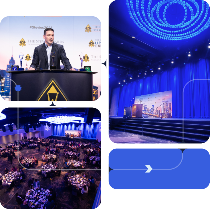 Photos of Tristan, Scrum Alliance CEO, receiving an award