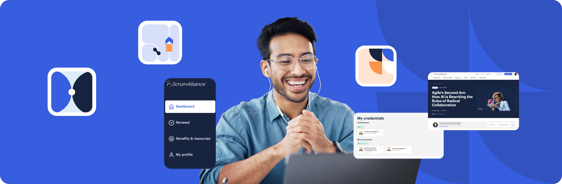 Smiling Professional on a laptop learning