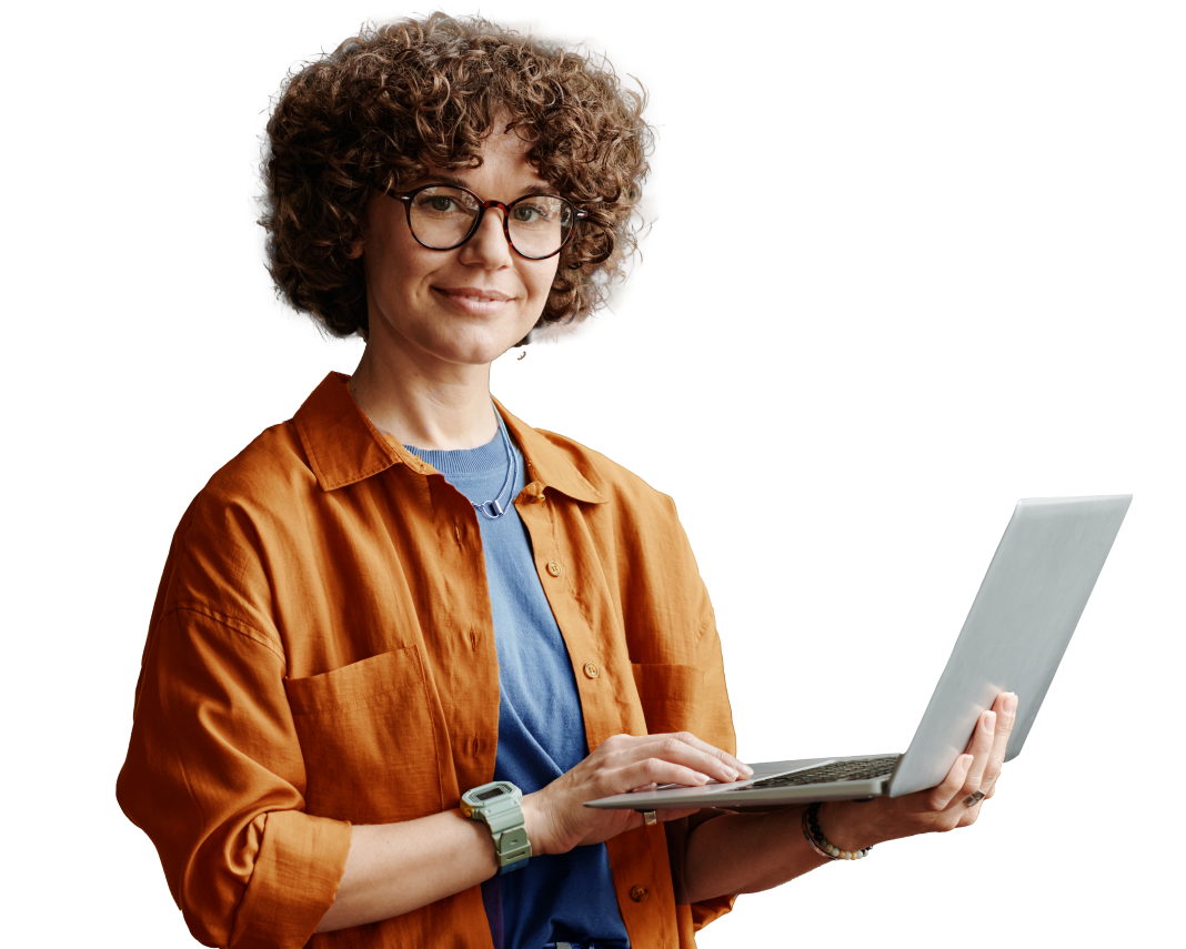 professional holding a laptop