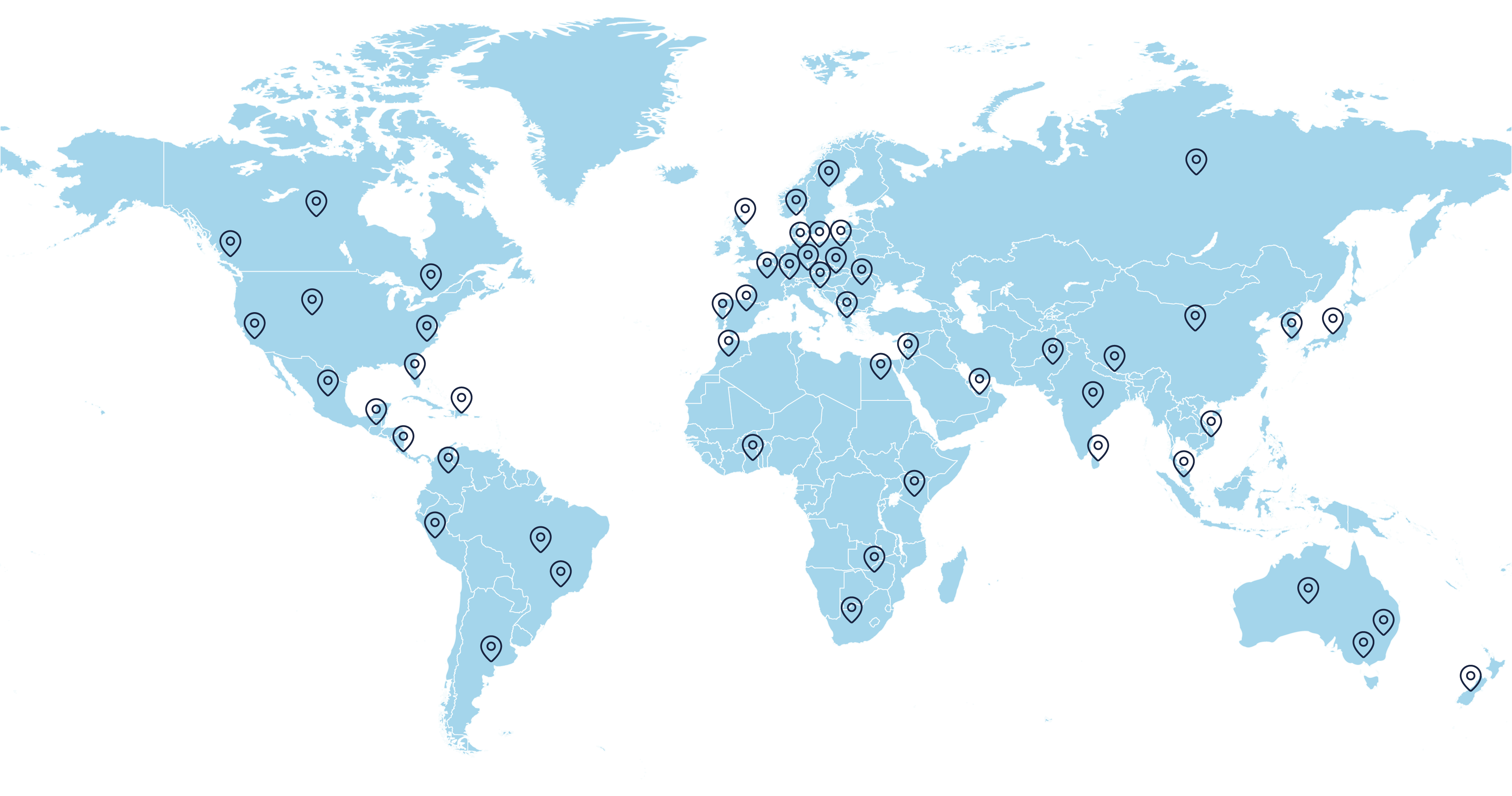 A world map depicting Scrum Alliance User Group locations