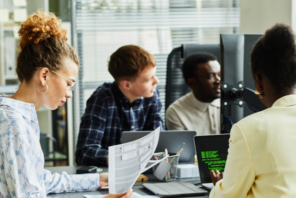 People at a computer desk