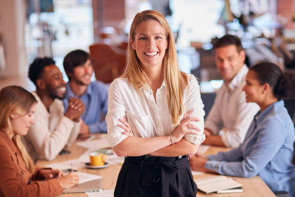 Team in a presentation meeting