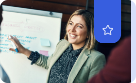 Professional presenting a resource