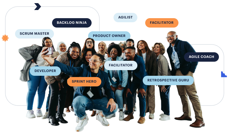 collage of scrum and agile professionals in different roles