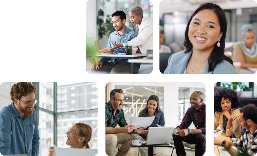 Group 437 Collage of images of professionals applying for job opportunities
