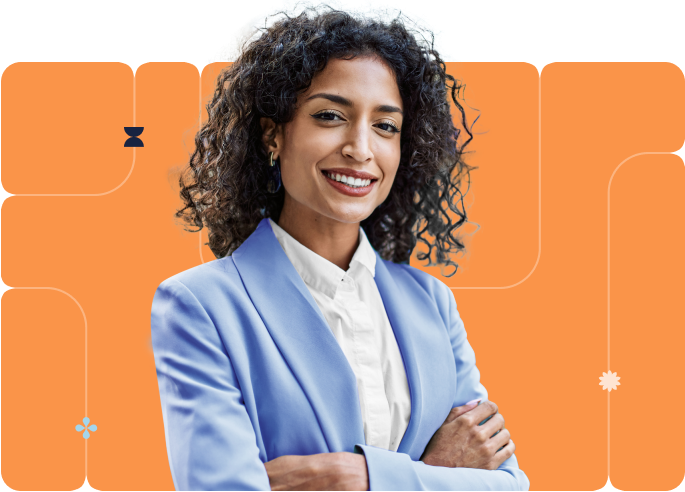 Businesswoman on orange background