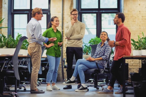 Casual colleagues laughing