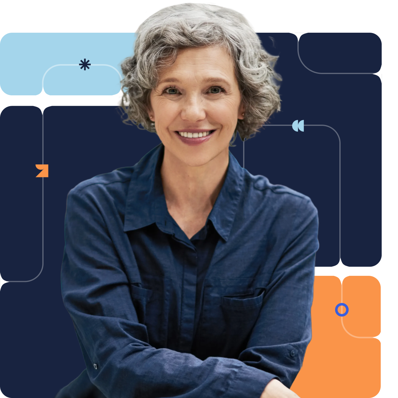 Smiling professional in a blue shirt