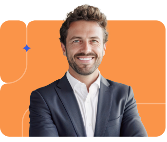 Businessman in a blazer against orange background