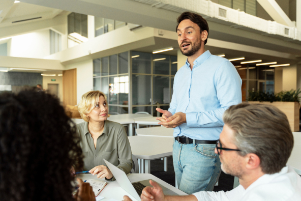 Team in a presentation meeting