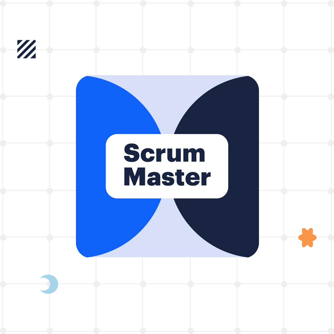 An illustration with the words "scrum master"