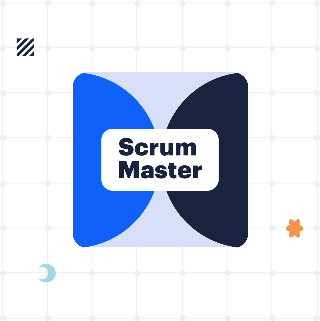 An illustration with the words "scrum master"