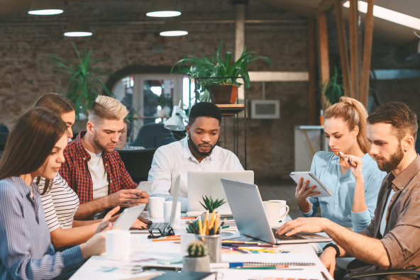 Colleagues working at a table