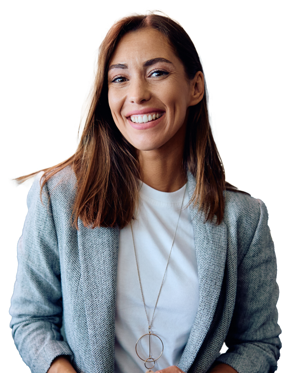 Business person in a grey blazer